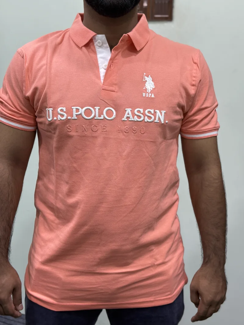 U.S. Polo Assn. U.S. Polo Assn. Men's Embroidered Polo Shirt (Peach)